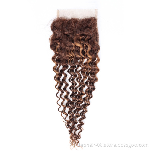 12A Double Drawn #P4/30 Color Brazilian Hair Bundles With Closure Wholesale Cuticle Aligned Raw Human Hair